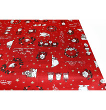 Tovaglia natalizia Orsetto rosso 90x90 cm Made in Italy