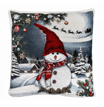 Pillowcase gobelin Snowman 42x42 cm Chenille IT07