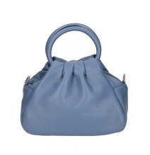 Genuine Leather Handbag 673 Made in Italy azure blue