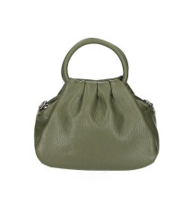 Genuine Leather Handbag 673 Made in Italy military green