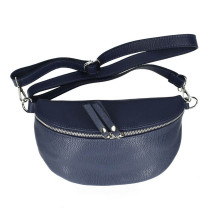Woman Leather Waist Bag 678 Made in Italy dark blue