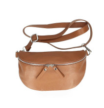 Woman Leather Waist Bag 678 Made in Italy cognac