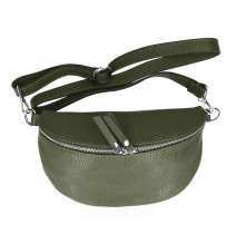 Woman Leather Waist Bag 678 Made in Italy military green
