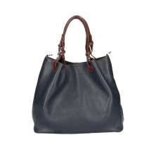 Borsa in vera pelle 684 Made in Italy blu navy