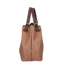Leder Schultertasche 684 Made in Italy cognac