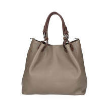 Leder Schultertasche 684 Made in Italy dunkel taupe