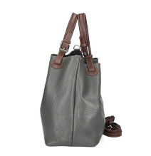 Leder Schultertasche 684 Made in Italy dunkelgrau