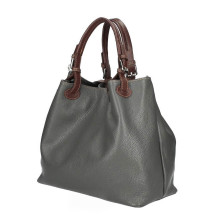 Leder Schultertasche 684 Made in Italy dunkelgrau