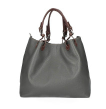 Leather shoulder bag 684 Made in Italy dark gray