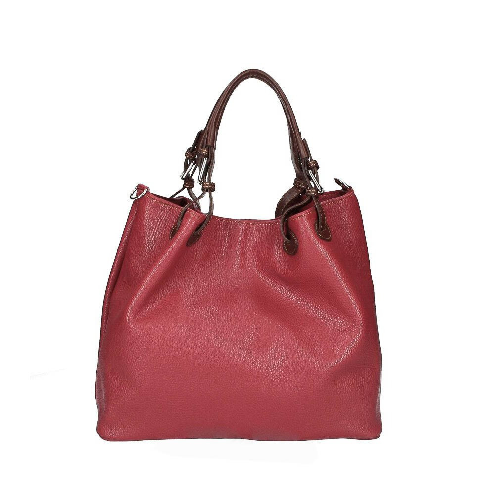 Borsa in vera pelle 684 Made in Italy rosso scuro