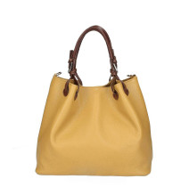 Leather shoulder bag 684 Made in Italy mustard