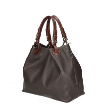 Leather shoulder bag 684 Made in Italy dark brown