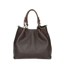 Leather shoulder bag 684 Made in Italy dark brown