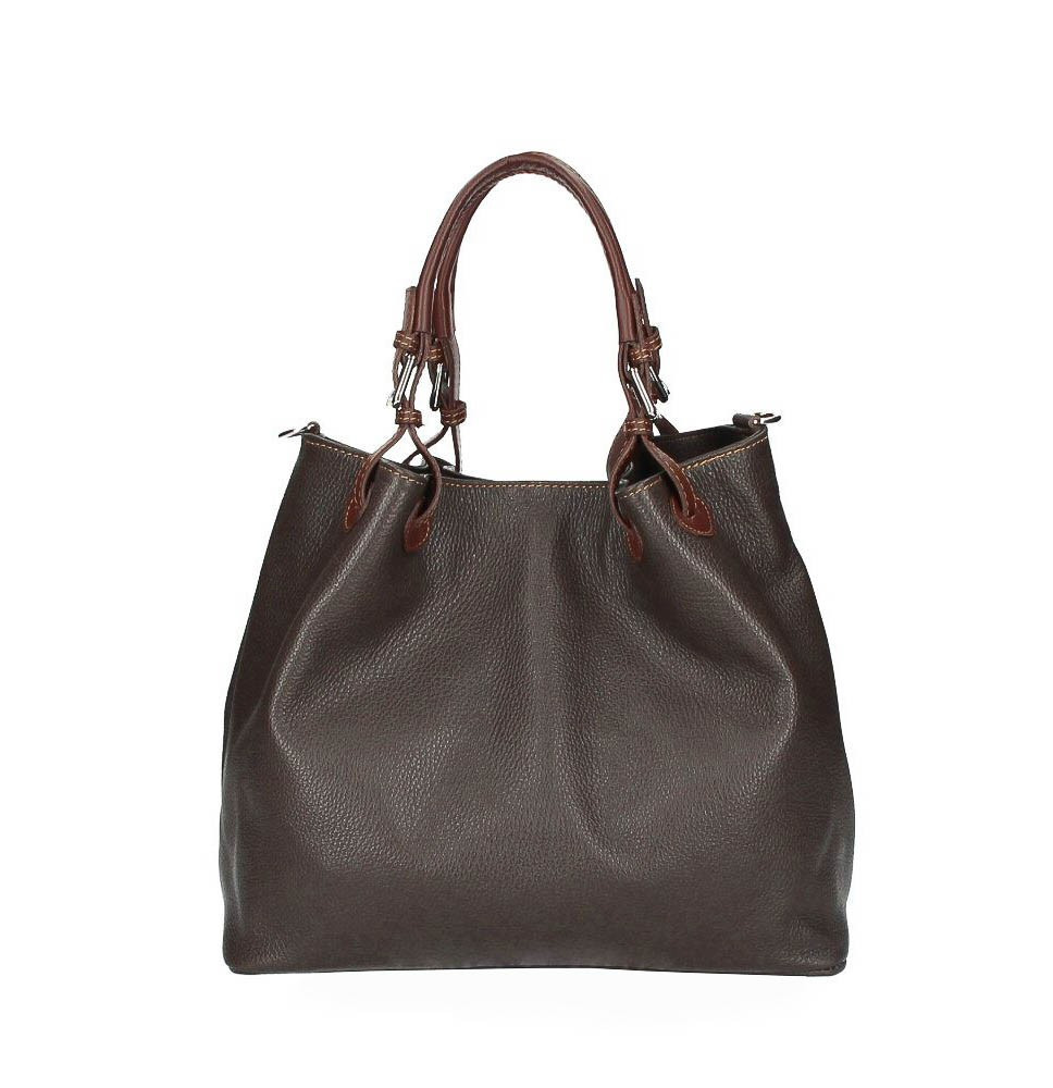 Leather shoulder bag 684 Made in Italy dark brown