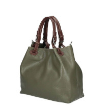 Leather shoulder bag 684 Made in Italy military green