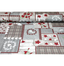 Stoffe Baumwolle Patchwork mit Blumen und Herzen,  h. 140 cm