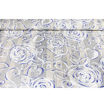 Stoffe blaue Pfingstrosen, H. 140 cm