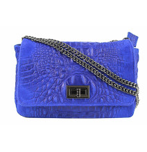 Kožená kabelka krokodýl 630 azurovo modrá