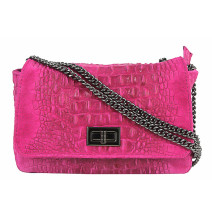 Kožená kabelka krokodýl 439 fuchsie