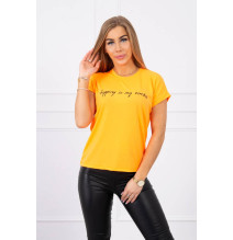 Women T-shirt SHOPPING IS MY CARDIO orange neon MI65297