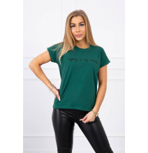 Women T-shirt SHOPPING IS MY CARDIO dark green MI65297