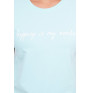 Women T-shirt SHOPPING IS MY CARDIO mint+black MI65297