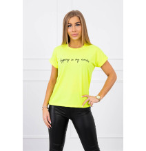 Women T-shirt SHOPPING IS MY CARDIO yellow neon+black MI65297