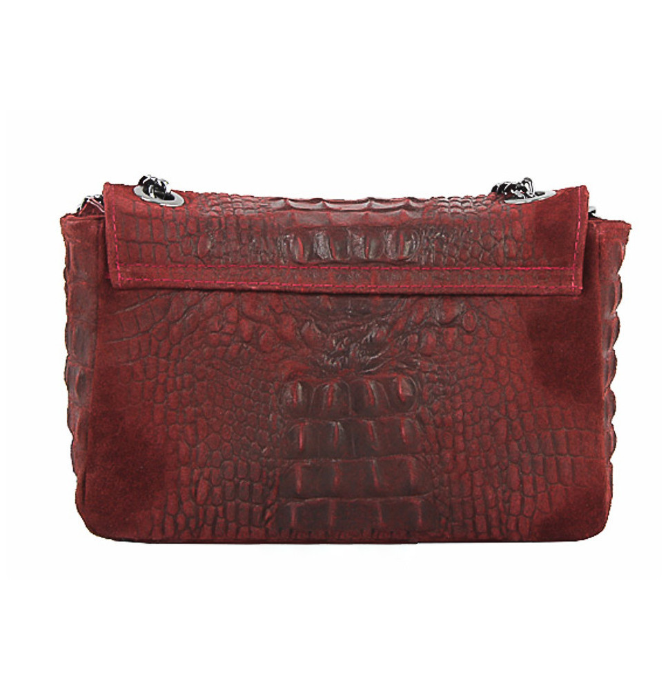 Talianska kožená kabelka potlač krokodíl 439 červená Červená
