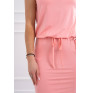 Viscose dress tied at the waist with short sleeves MI9074 apricot