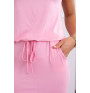 Viscose dress tied at the waist with short sleeves MI9074 powder pink