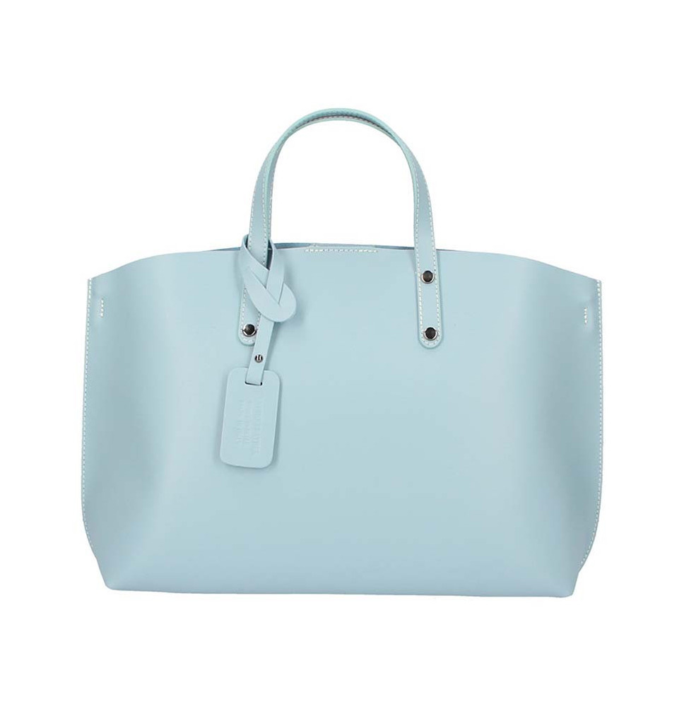 Genuine Leather Handbag 1417 light blue