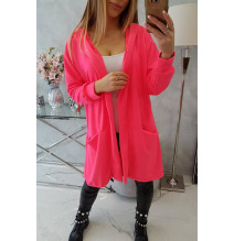 Cape with a hood oversize MI004 pink neon