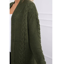 Dámsky sveter s vrkočmi MI2019-1 khaki