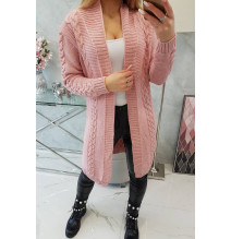 Dámsky sveter s vrkočmi MI2019-1 pudrovo ružový