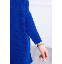 Dámsky sveter s rukávmi typ netopiera MI2019-13 azurovo modrý