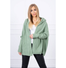 Sweater with hood and sleeves bat type MI2019-16 dark mint