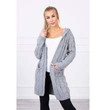 Women's sweater with hood and pockets MI2019-24 gray