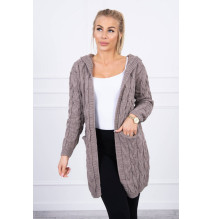 Women's sweater with hood and pockets MI2019-24 dark beige