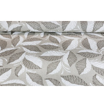 Decorative fabric beige leaves, h. 140 cm