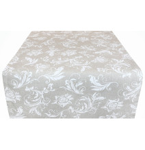 Behúň na stôl biele ruže s lurexom 50x150 cm Made in Italy