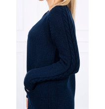Modischen langen Pullover mit Taschen MI2020-3 dunkelblau