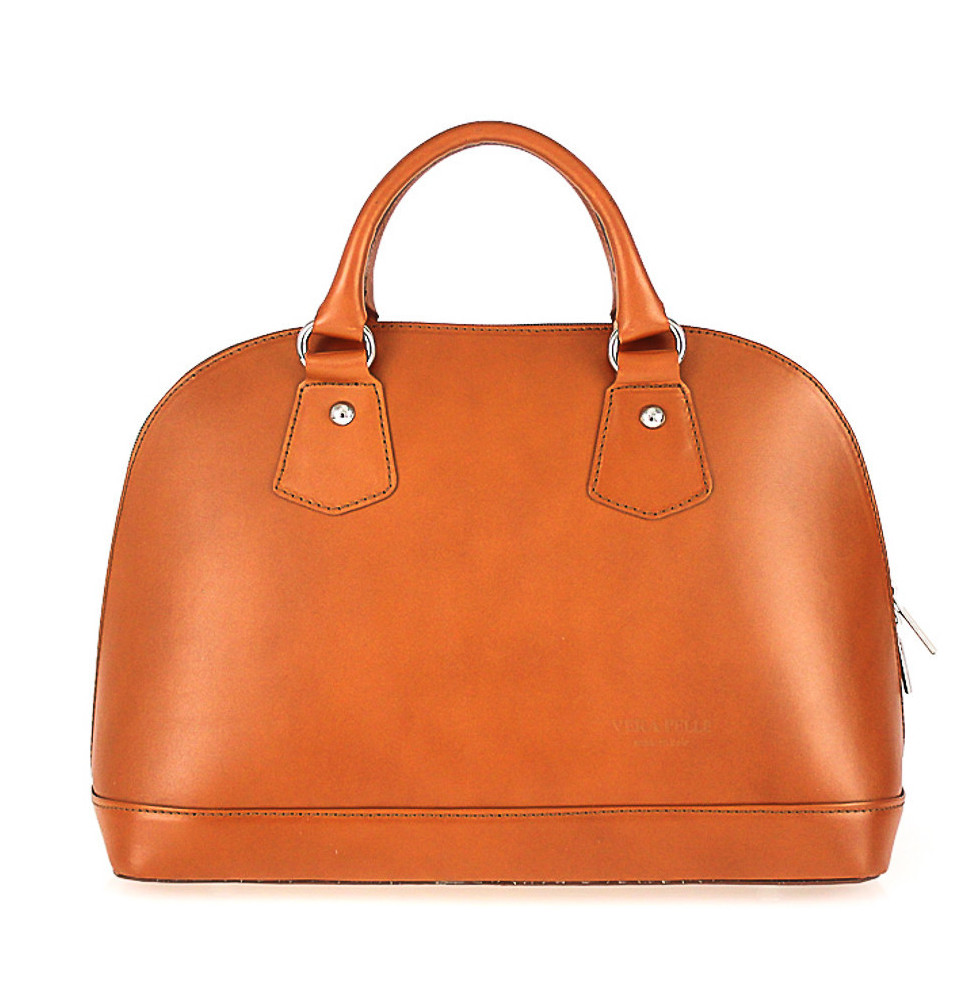 Genuine Leather Handbag 1203 cognac