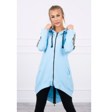 Felpa da donna con cerniera sul retro MI8997 celeste