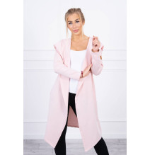 Dámsky kardigán s kapucňou MI9077 svetlo pudrovo ružový