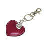 Leather key chains heart dark red