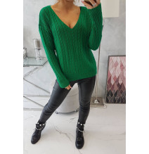 Dámsky sveter s výstrihom 2019-33 zelený