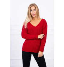 Ladies sweater with neckline 2019-33 red
