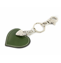 Leder Schlüsselanhänger Herz grün