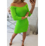 Vrúbkované šaty s výstrihom MI8974 zelený neón
