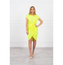 Cotton dress with belt MI8980 yellow neon